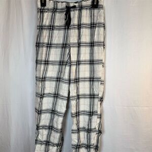 Flirtitude Pajama Pants Womens Size S Plaid White Black Pink Drawstring